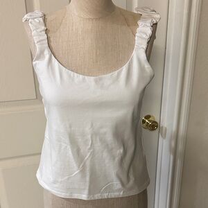 French Connection White Ruffle Strap Tank